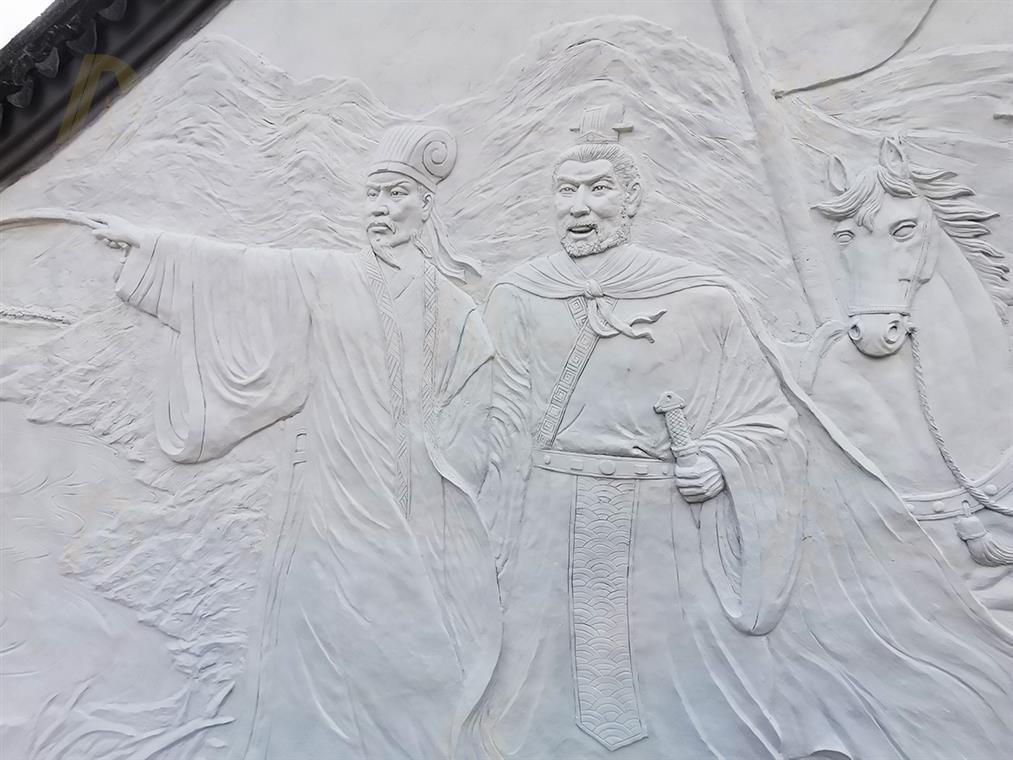 南京清凉山武侯祠水泥浮雕